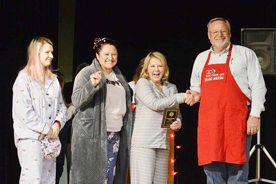 Members from Sophie and Rose in Quitman received the Grand Marshal’s Award at Friday’s Quitman Pilot Club Chili Cook-Off. JR Douglas and his crew took first place in the People’s Choice award. Angela Albers and crew won the trophy for first place for Best Chili in the blind taste competition. Speakeasy Coffee House won the showmanship trophy.
